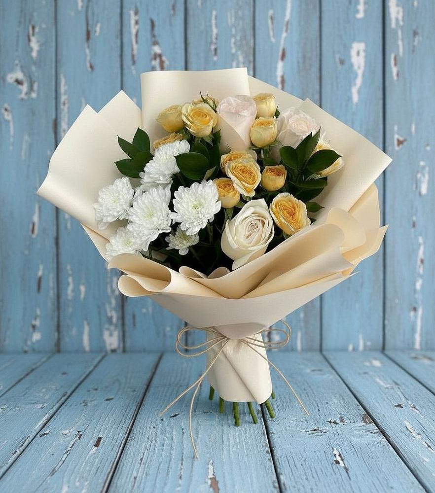 Букет цветов из: Розы и Хризантемы в Лыткарино