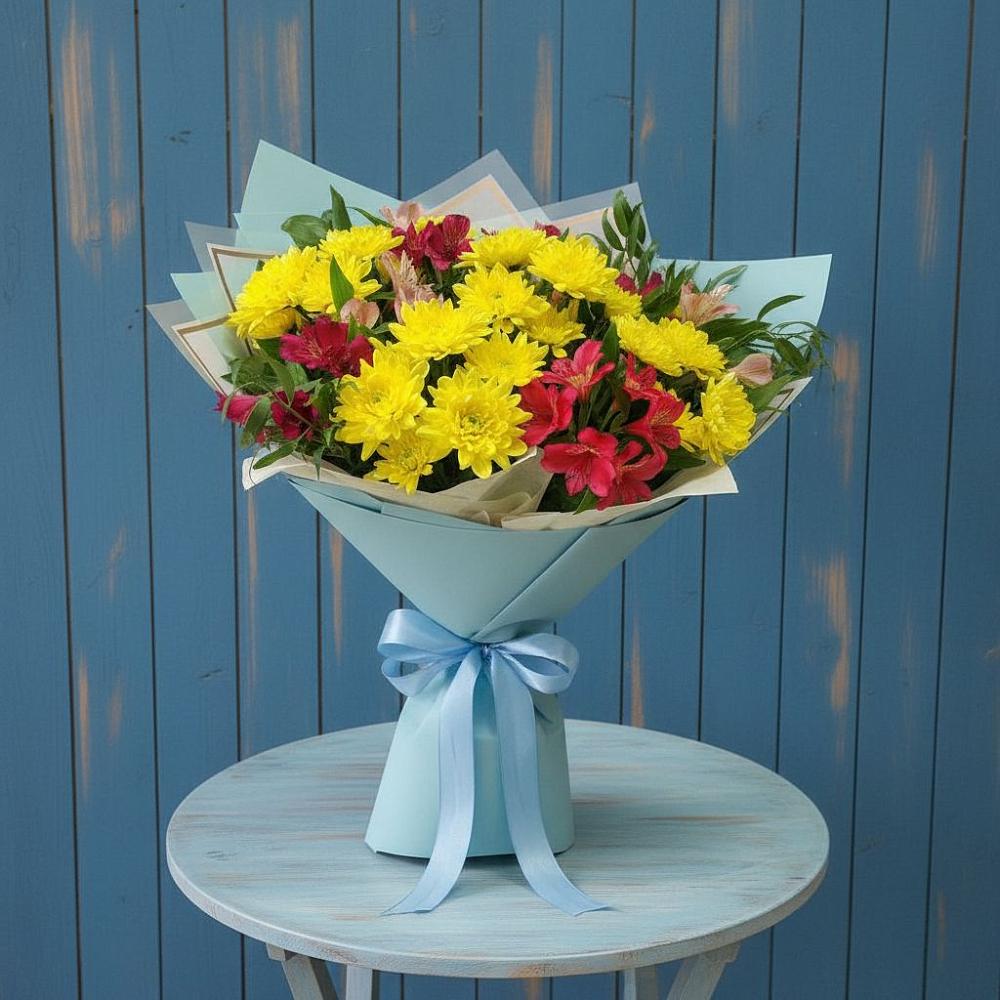 Букет цветов из: Альстромерии и Хризантемы в Лыткарино