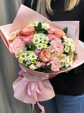 Букет нежные объятья в Лыткарино Букет цветов из: Гвоздики, Розы и Хризантемы в Лыткарино