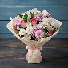 Букет цветов из:  Хризантемы, Альстромерии и Розы в Лыткарино