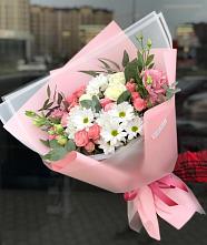 Букет цветов из:  Розы, Лизиантусы и Хризантемы в Лыткарино