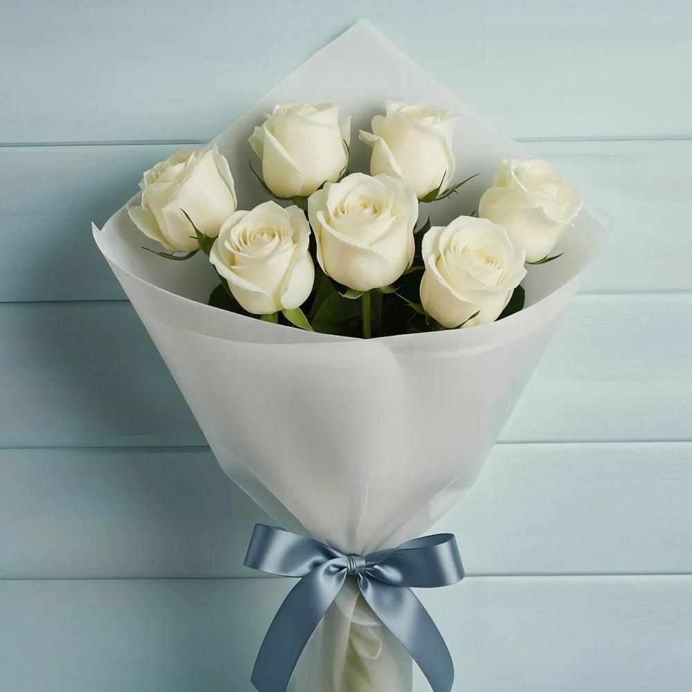 Букет 7 Белых роз Эдлесс Лав в Лыткарино